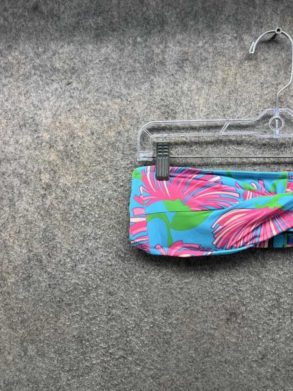 Lilly Pulitzer Blue Bandeau Bikini Top with Pink Floral Print - Picture 6 of 9